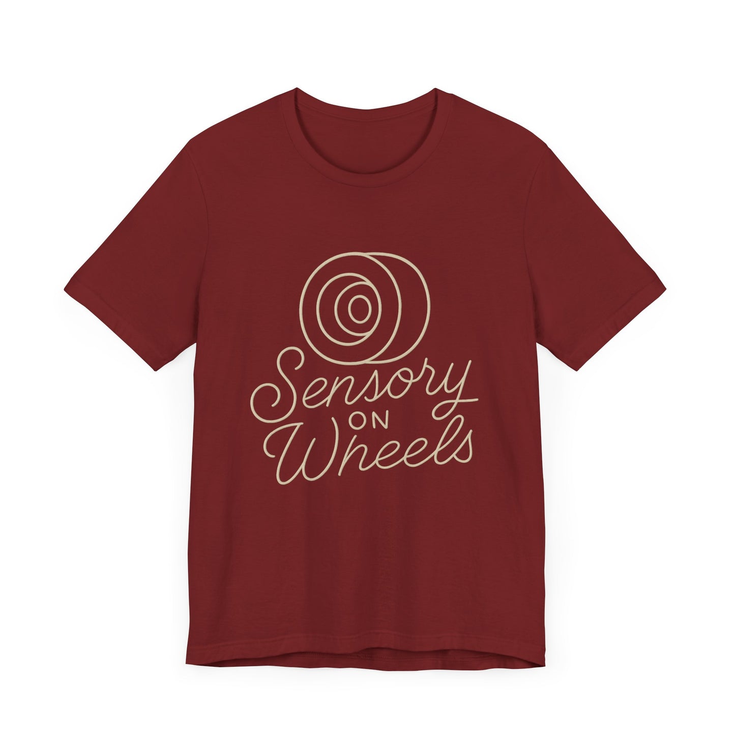 Unisex Tee Sensory on Wheels Logo Script Design