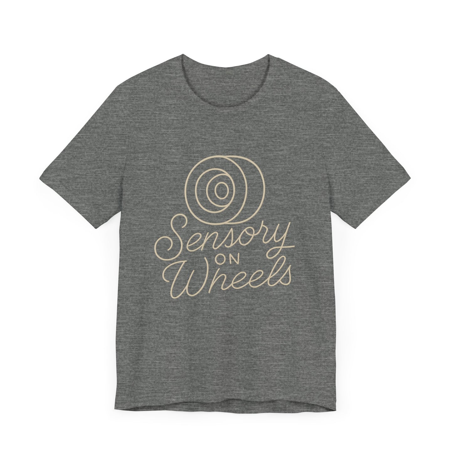 Unisex Tee Sensory on Wheels Logo Script Design
