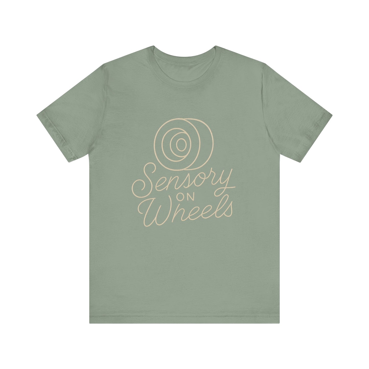 Unisex Tee Sensory on Wheels Logo Script Design