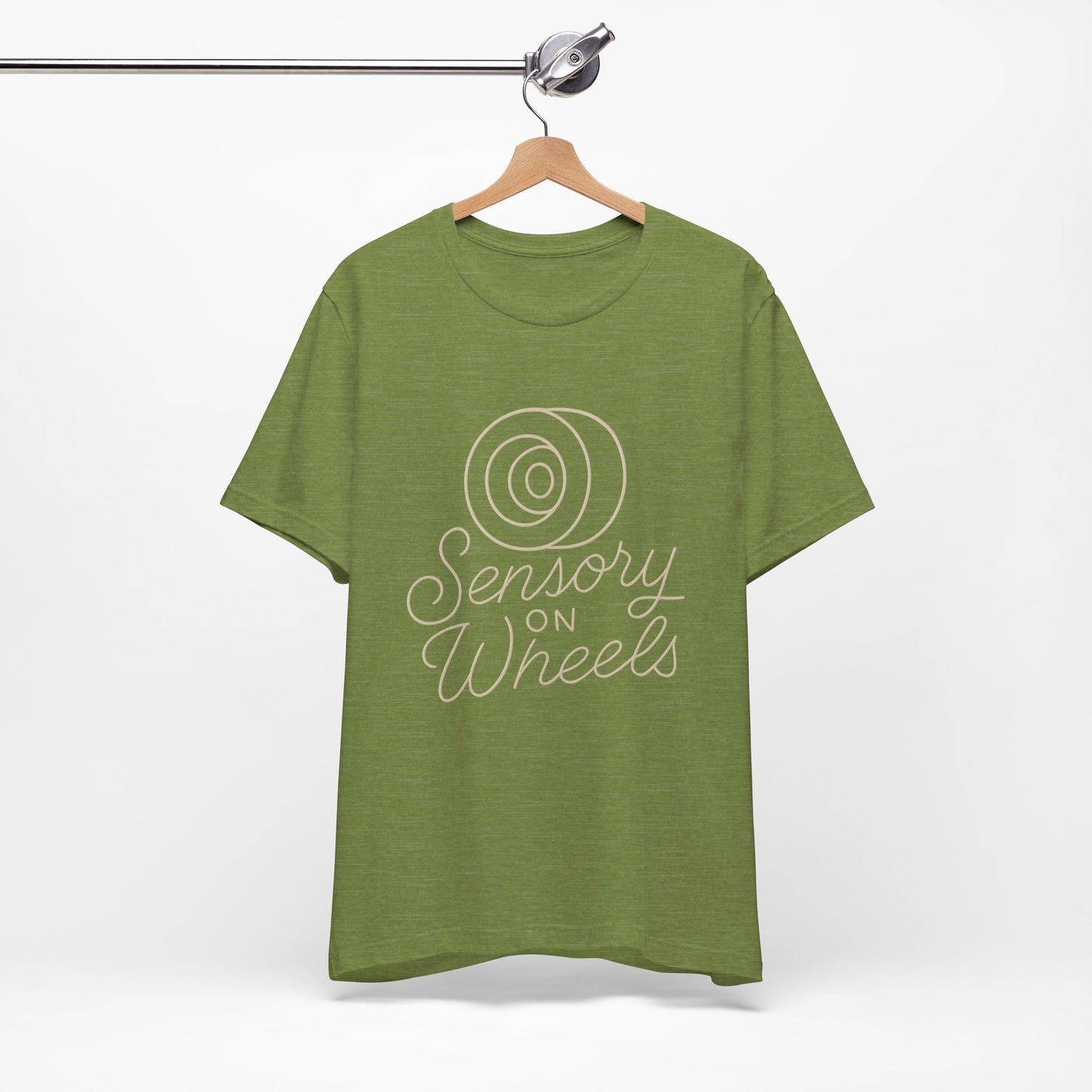Unisex Tee Sensory on Wheels Logo Script Design