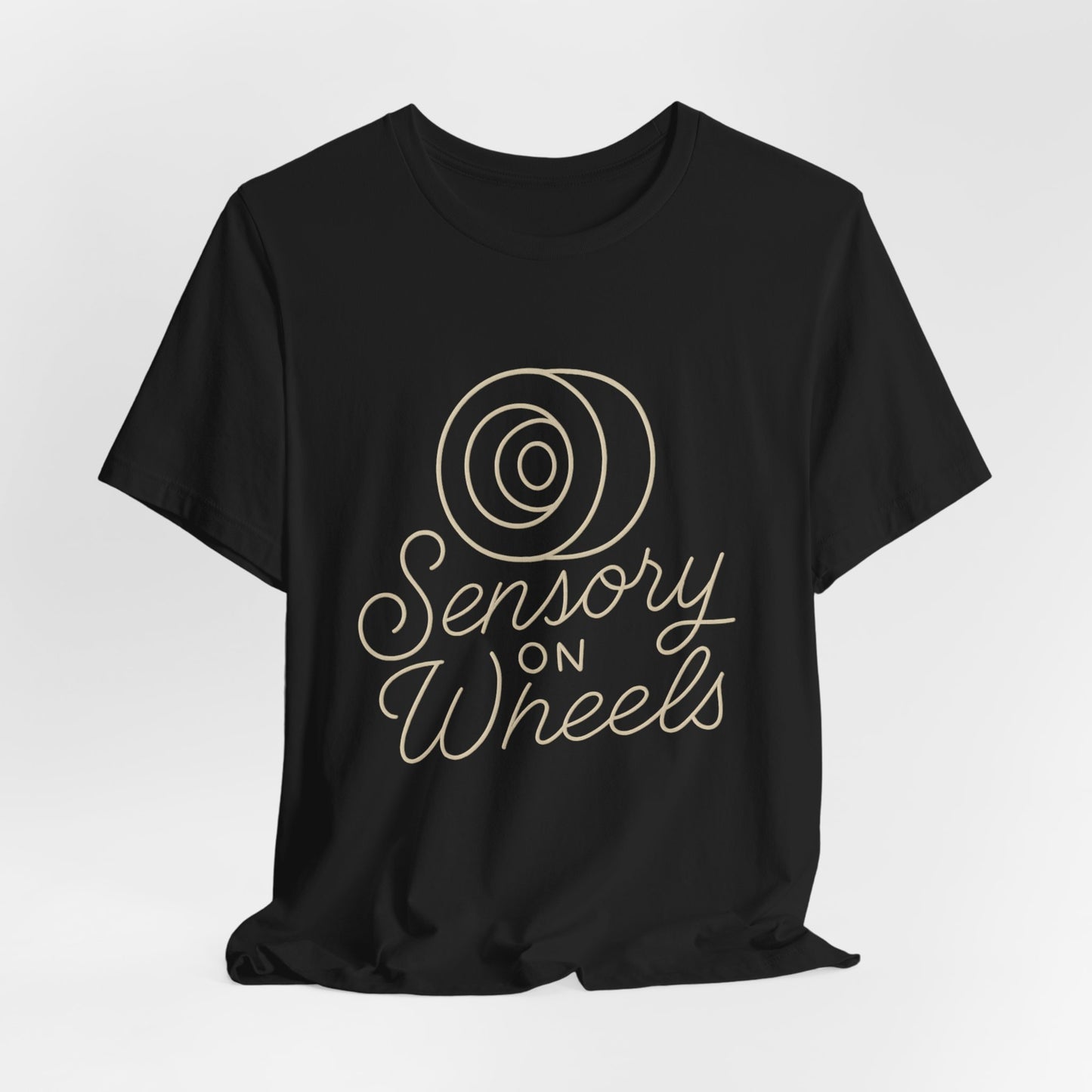 Unisex Tee Sensory on Wheels Logo Script Design