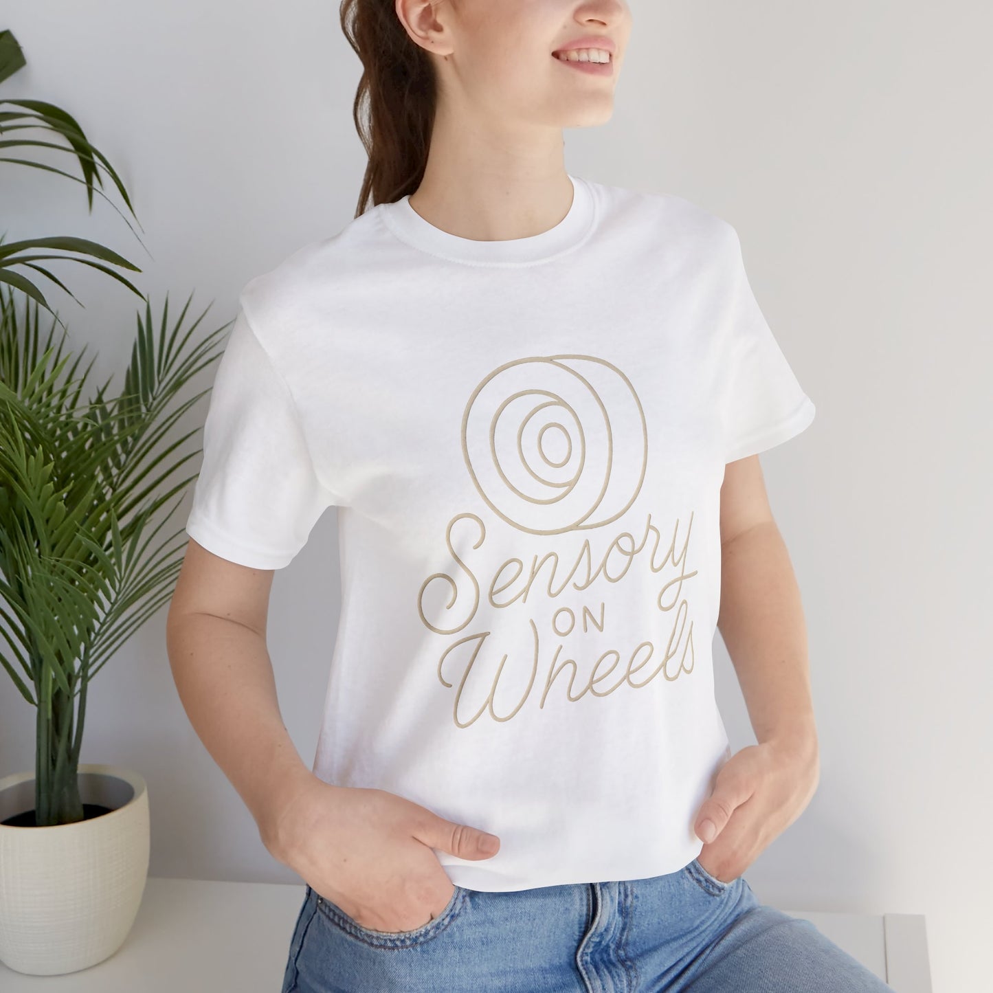 Unisex Tee Sensory on Wheels Logo Script Design