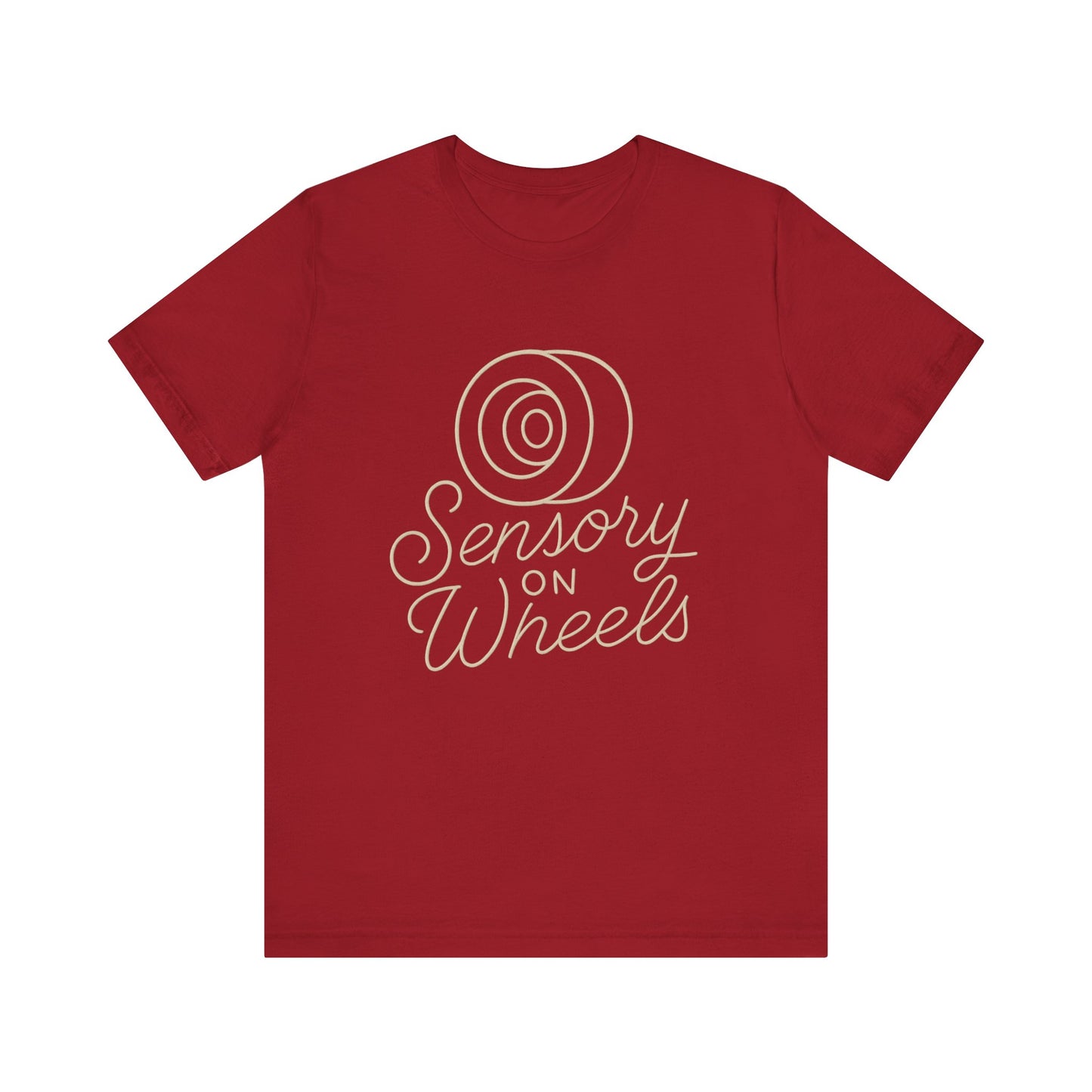Unisex Tee Sensory on Wheels Logo Script Design